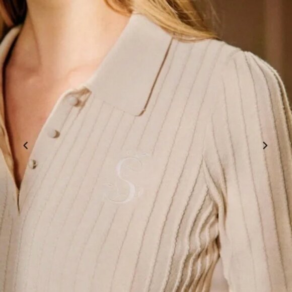 Sezane Noha Collared Jumper // Ecru // XS // Rare - Picture 3 of 5